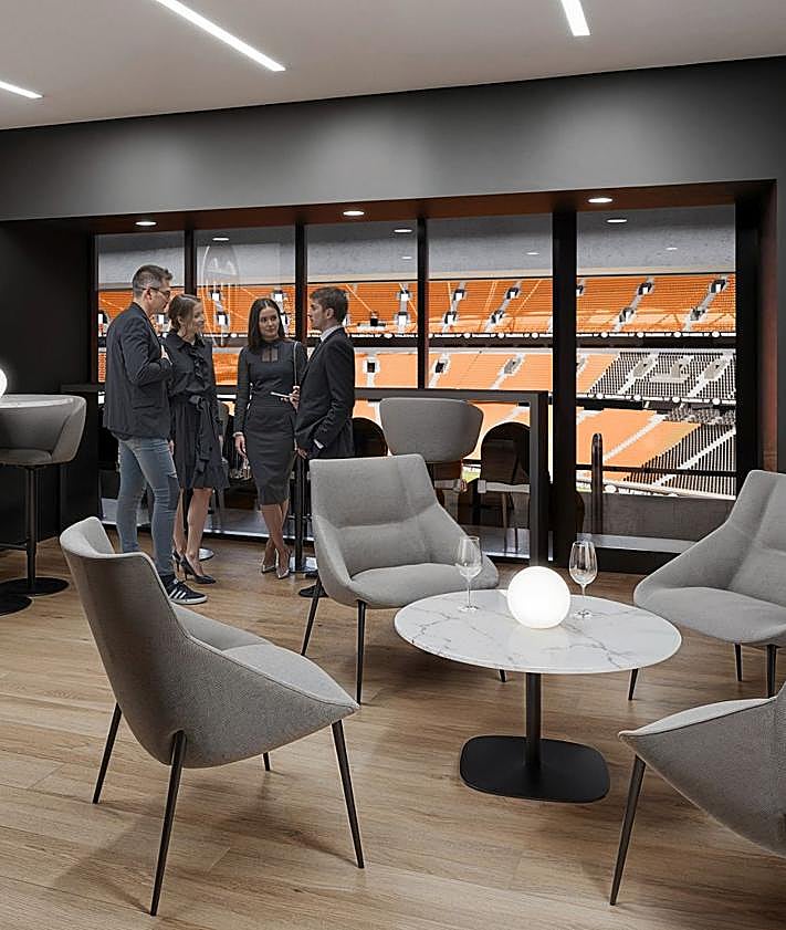 Imagen secundaria 2 - Recreaciones virtuales del futuro Nou Mestalla y sus zonas de hospitality.