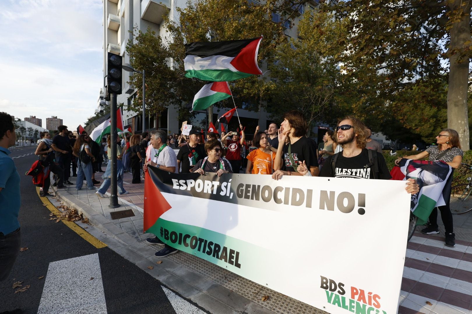 FOTOS | Protesta pro Palestina en Valencia por el Valencia Basket-Hapoel Tel Aviv