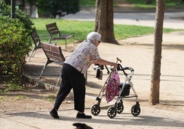 Una mujer pasea por el parque, imagen de archivo.