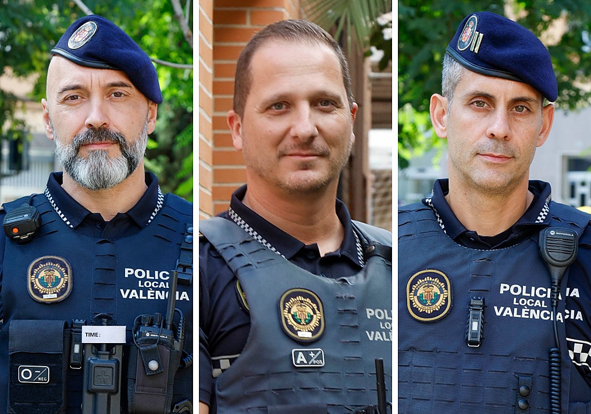 Juan, Miguel y Miguel Ángel, este viernes en Valencia.