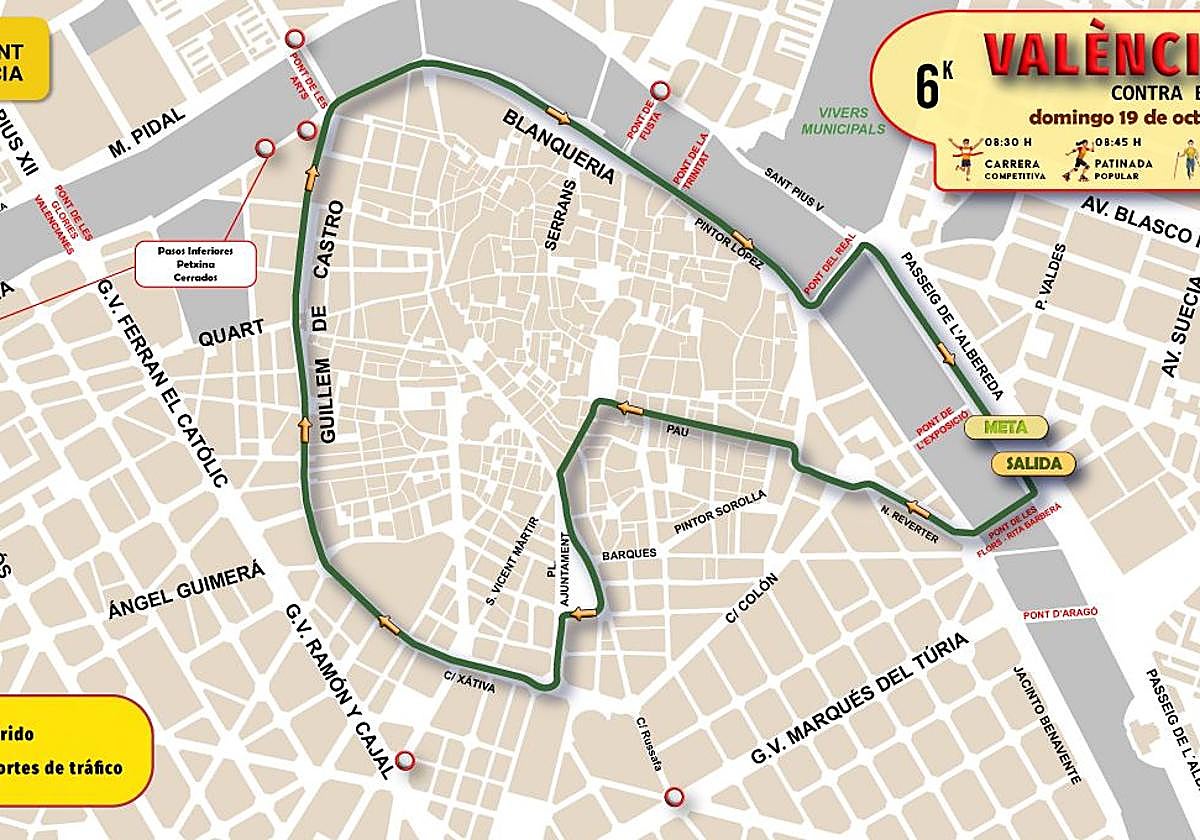 Plano de la carrera Valencia Contra el Cáncer 2025.