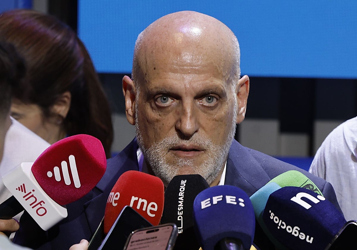 Javier Tebas durante una comparecencia.