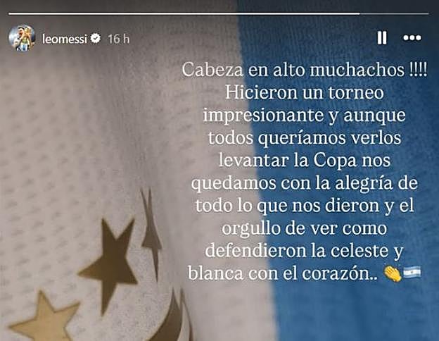 El mensaje de Messi en Instagram.