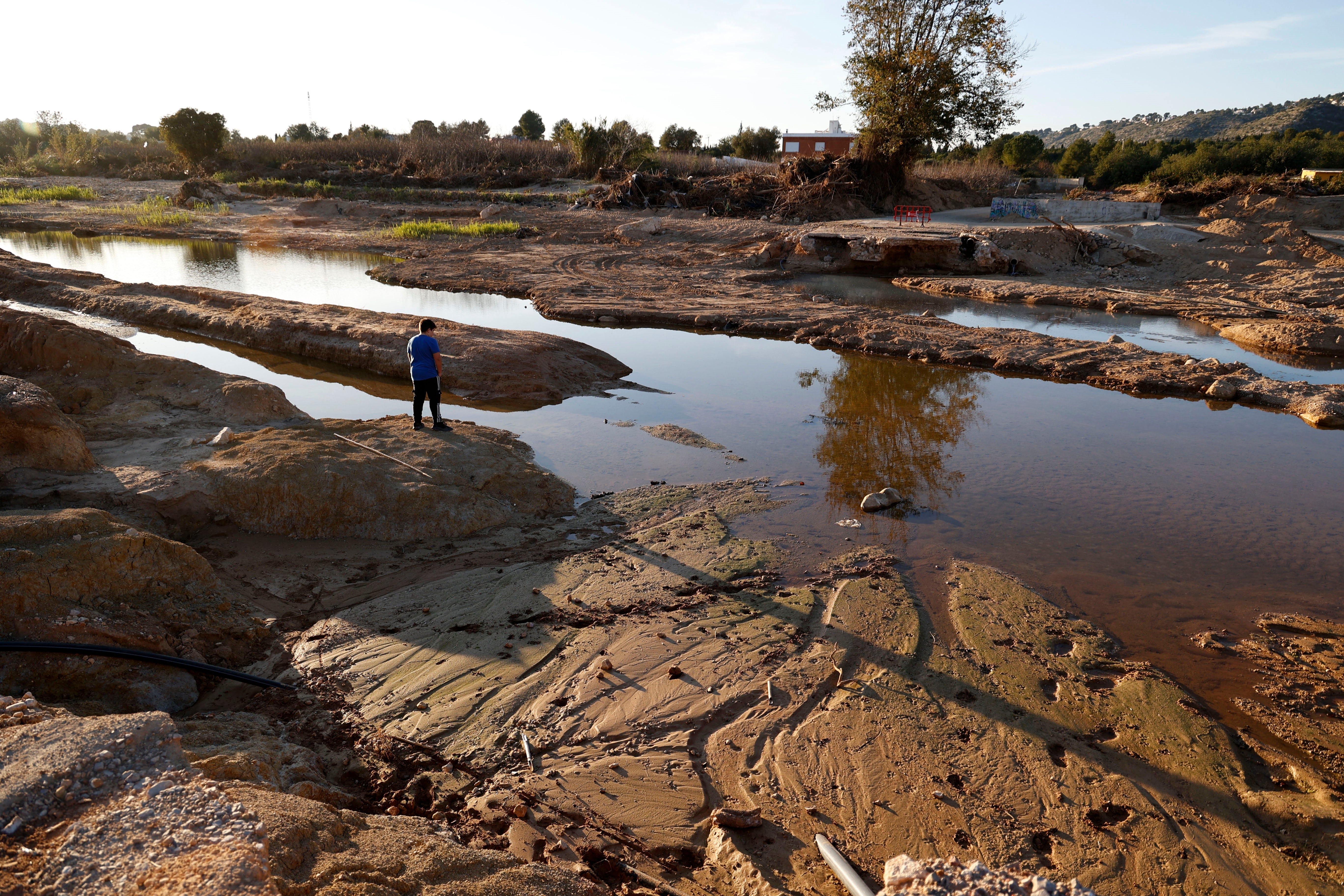 El barranco de l'Horteta, arrasado a su paso por Calicanto tras la dana.