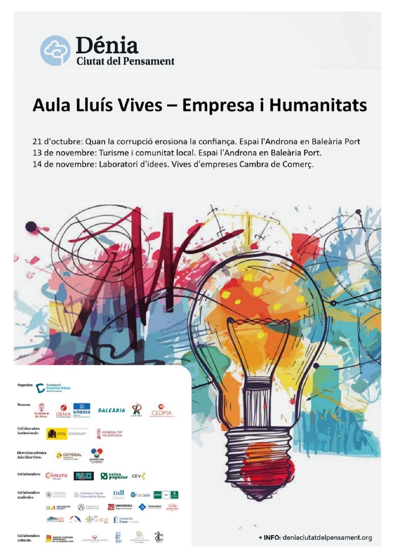 El cartel del Aula Lluís Vives, que se desarrolla en Dénia.