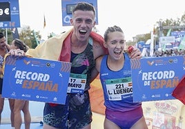 Carlos Mayo y Laura Luengo, cuando batieron el récord nacional. El femenino fue luego batido.