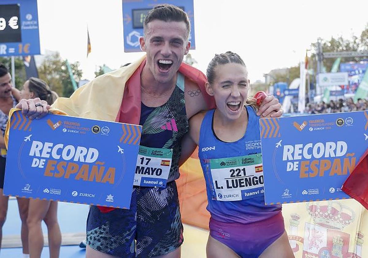 Carlos Mayo y Laura Luengo, cuando batieron el récord nacional. El femenino fue luego batido.