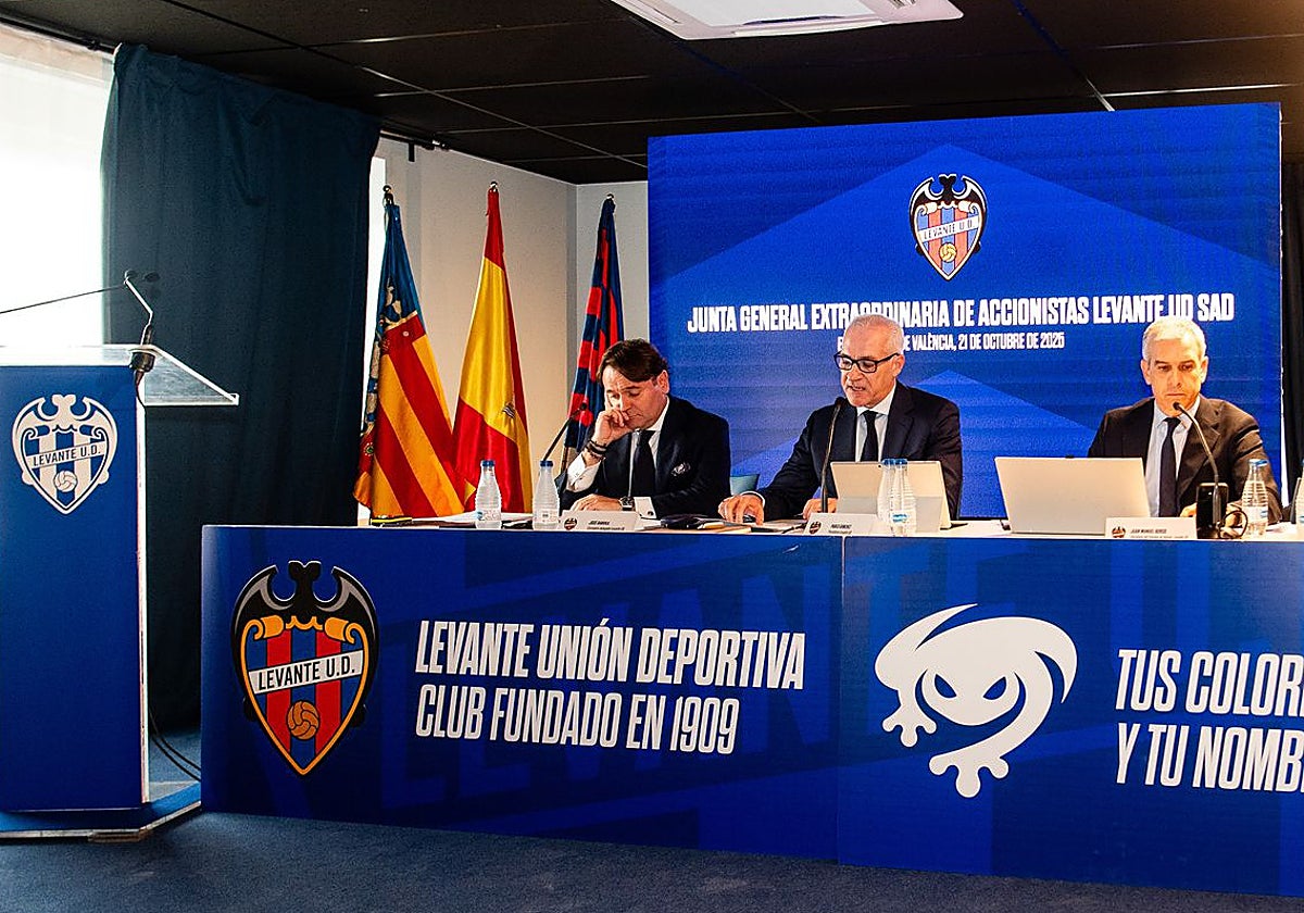 Danvila, a la izquierda, durante la Junta de Accionistas del Levante.