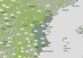 Mapa previsto para el domingo por la mañana.