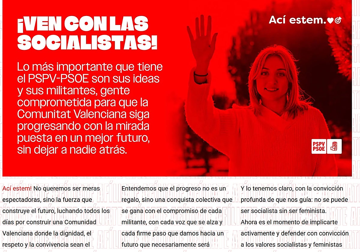 «Ven con las socialistas», la campaña feminista de afiliación al PSPV que intenta contrarrestar los audios entre Koldo y Ábalos