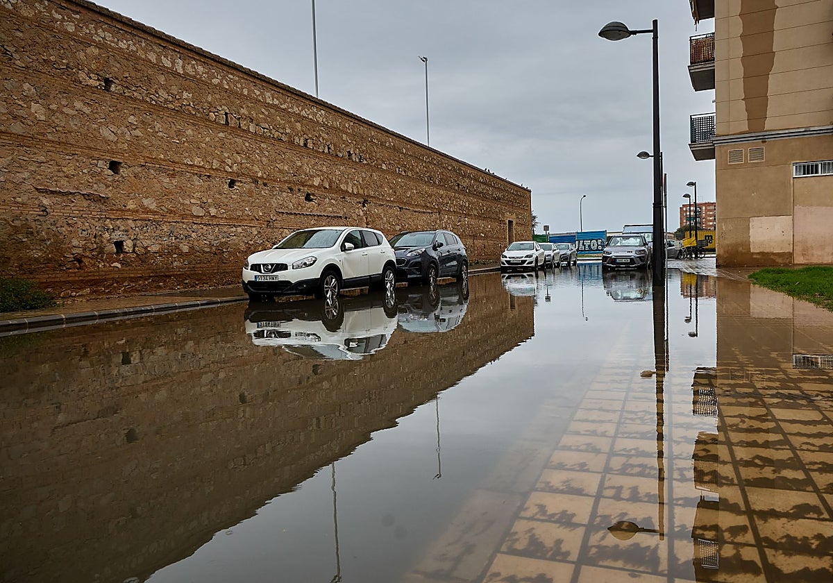 Zona de La Torre recientemente inundada por el desbordamiento de la acequia de Favara.