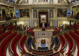 Vista del hemiciclo del Congreso de los Diputados en Madrid.