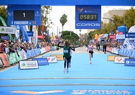 Rodrigue Kwizera, en su llegada a meta.