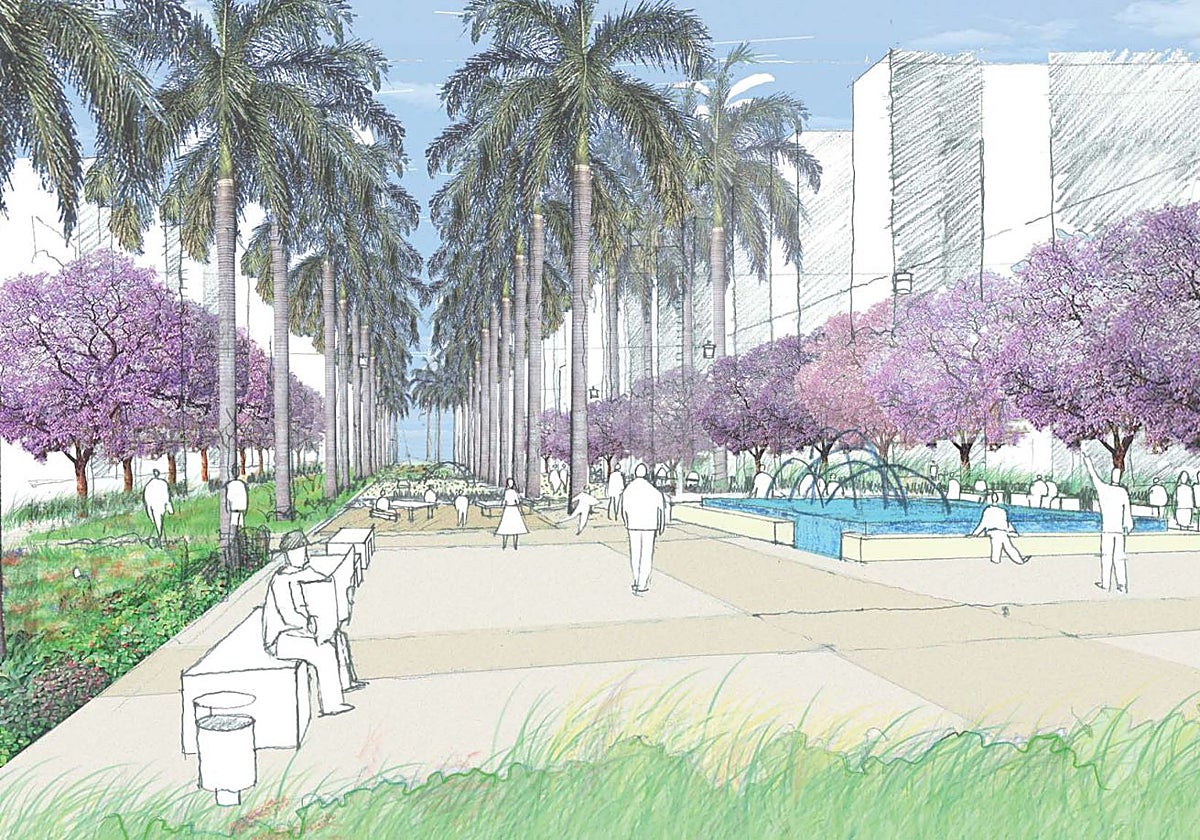 Diseño inicial del Bulevar García Lorca, pendiente de la nueva planta viaria que proyecta el PP.