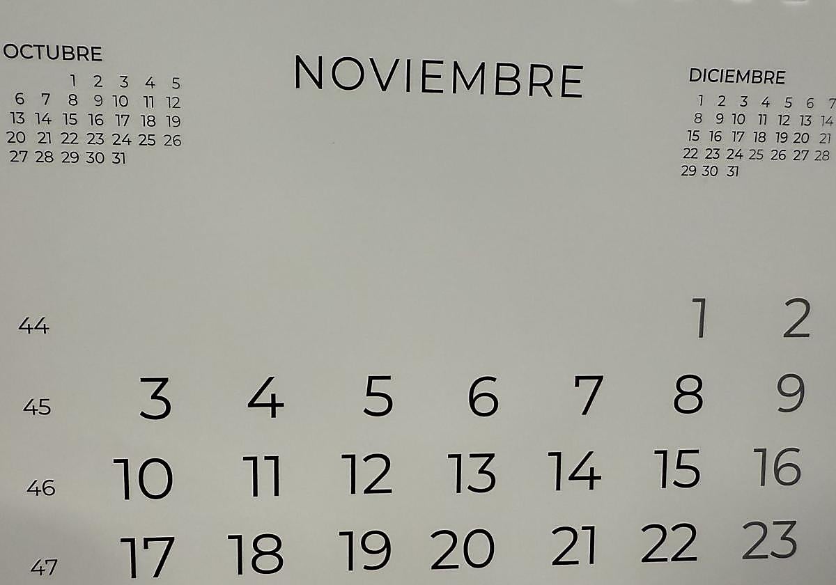 Calendario de noviembre.