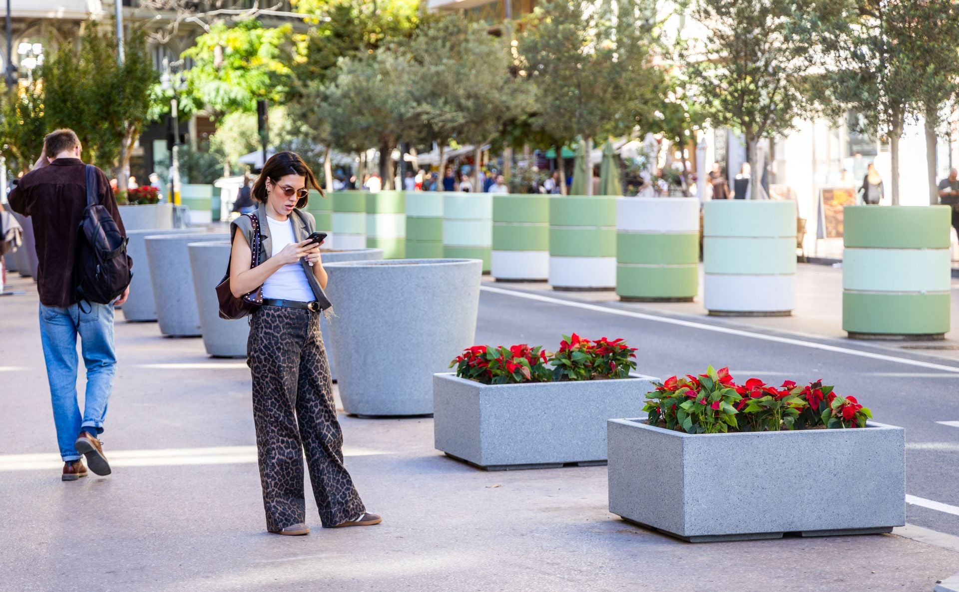 Fotos de los nuevos maceteros en la plaza del Ayuntamiento de Valencia