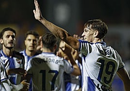 Espí, tras marcar al Orihuela en Copa.