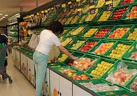 Frutería en un supermercado de Mercadona en Madrid.