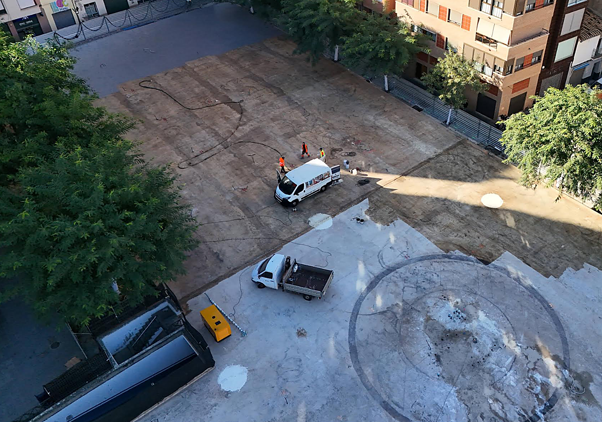 Onda avanza en la transformación de la Plaza España con los trabajos de rebaje e impermeabilización