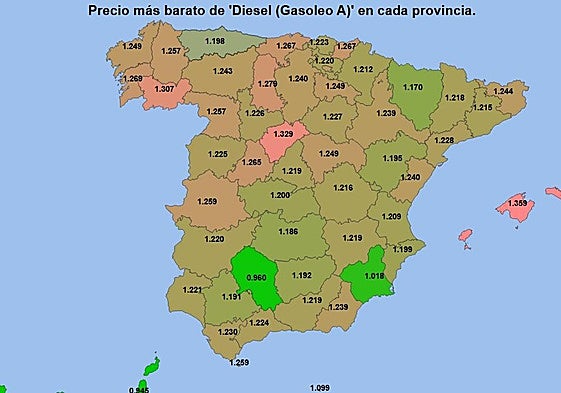 Precio del diésel en España.