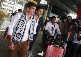 Rodrigo de Paul, llegando a Valencia en 2014 tras su fichaje, en una imagen de archivo.