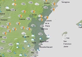 Mapa previsto para el sábado.