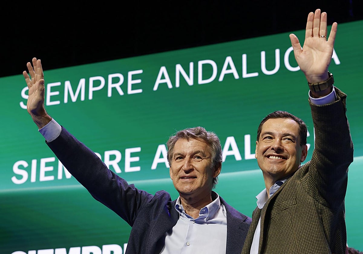 Feijóo y Moreno, en el congreso, este domingo.