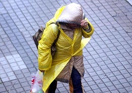 Una mujer pasea abrigada por la calle.