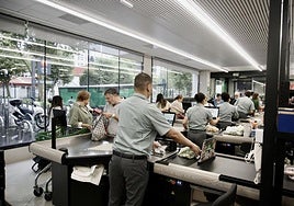 Linea de cajas del Mercadona.