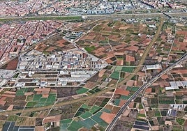 Recreación virtual del canal a cielo abierto pasando por el sur de Xirivella con el nuevo cauce al fondo.