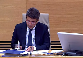 El president de la Generalitat en funciones, Carlos Mazón, este lunes en el Congreso.