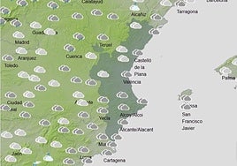 Mapa previsto para el domingo por la tarde.