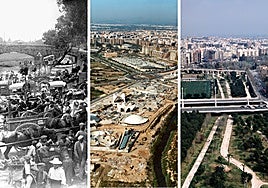 Tres estampas del río en distintos momentos de la historia del cauce.