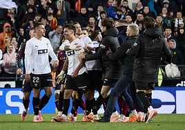 Hugo Duro, nada más acabar el partido contra el Levante.