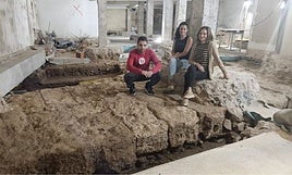El tramo de muralla hallado durante las excavaciones.