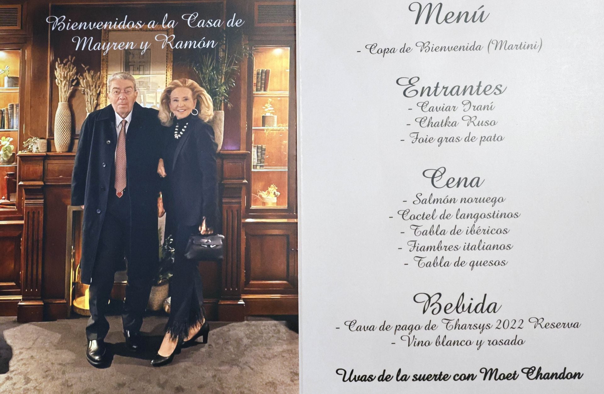 Menú para una comida en casa de Mayrén que celebró una Nochevieja.