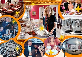 Mayrén Beneyto, con una bandeja de plata diseñada para servir salmón ahumado.