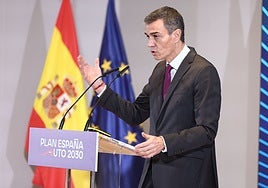 Pedro Sánchez, durante la presentación del Plan Auto 2030.