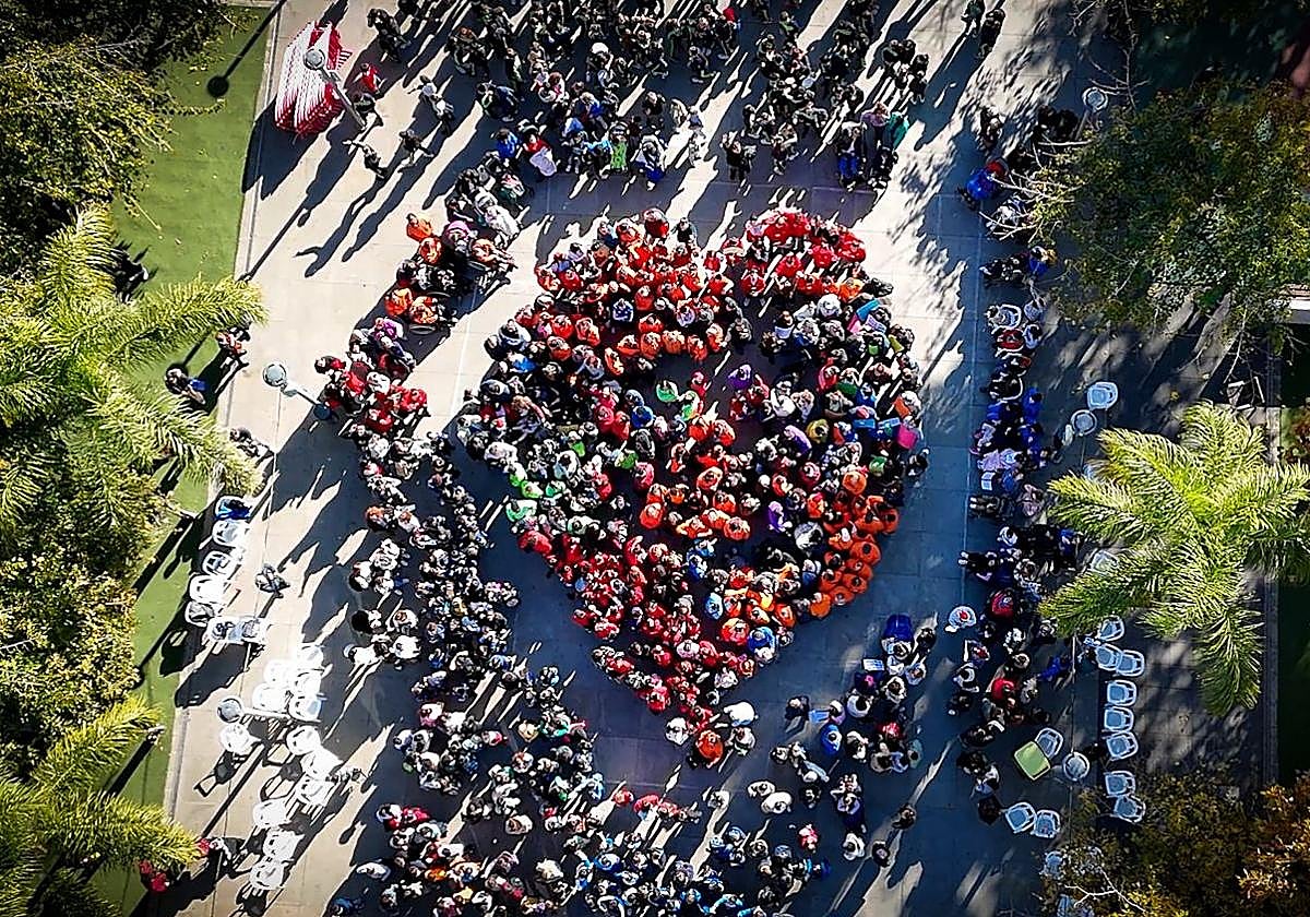 Imagen aérea de la marcha de este miércoles en Torrent.