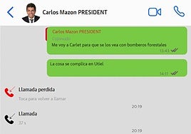 Whatsapp intercambiados por Pradas y Mazón el día de la dana.