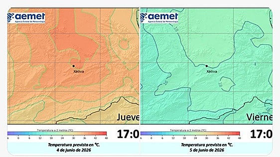 Xàtiva registra este jueves la temperatura más alta de toda España con más de 38º