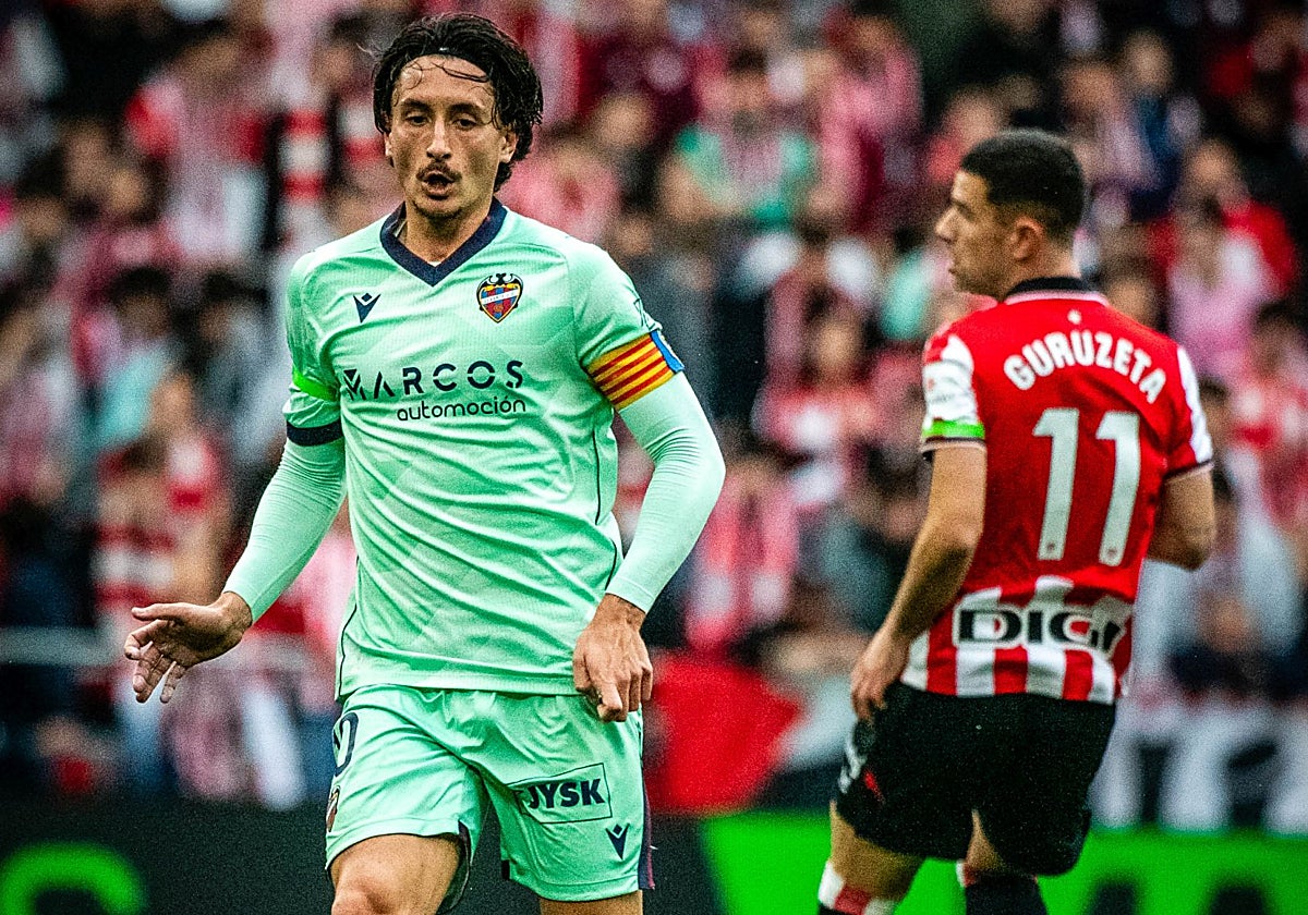 Pablo Martínez, con el Levante ante el Athletic.