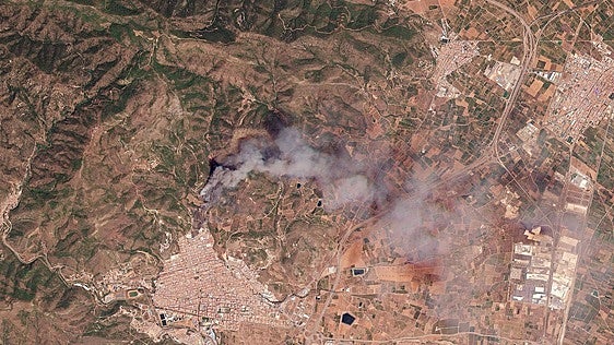 Las imágenes de satélite muestran la devastación: el incendio de Vall d'Uixó desde el espacio
