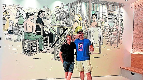 El arte de Paco Roca y de Martín Forés se sienta en un restaurante de El Grao