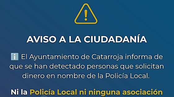 Catarroja y Silla alertan de estafadores que suplantan a personal municipal