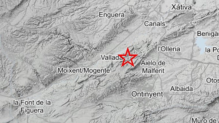 Vallada registra un seísmo de magnitud 1.4 en la escala Richter