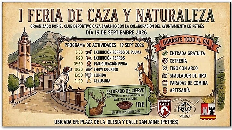 Petrés celebra su I Feria de Caza con estofado de ciervo, exhibición de perros, showcooking y tiro con arco