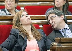 La presidenta del PPC, Alicia Sánchez-Camacho, y el portavoz del PPC en el Parlament  Enric Millo. / Andreu Dalmau (Efe)