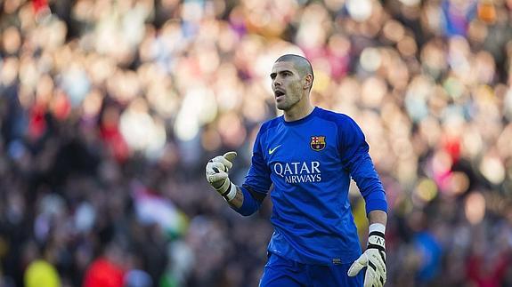 Valdés, con la elástica del Barcelona.