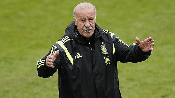 Del Bosque, durante un entrenamiento.